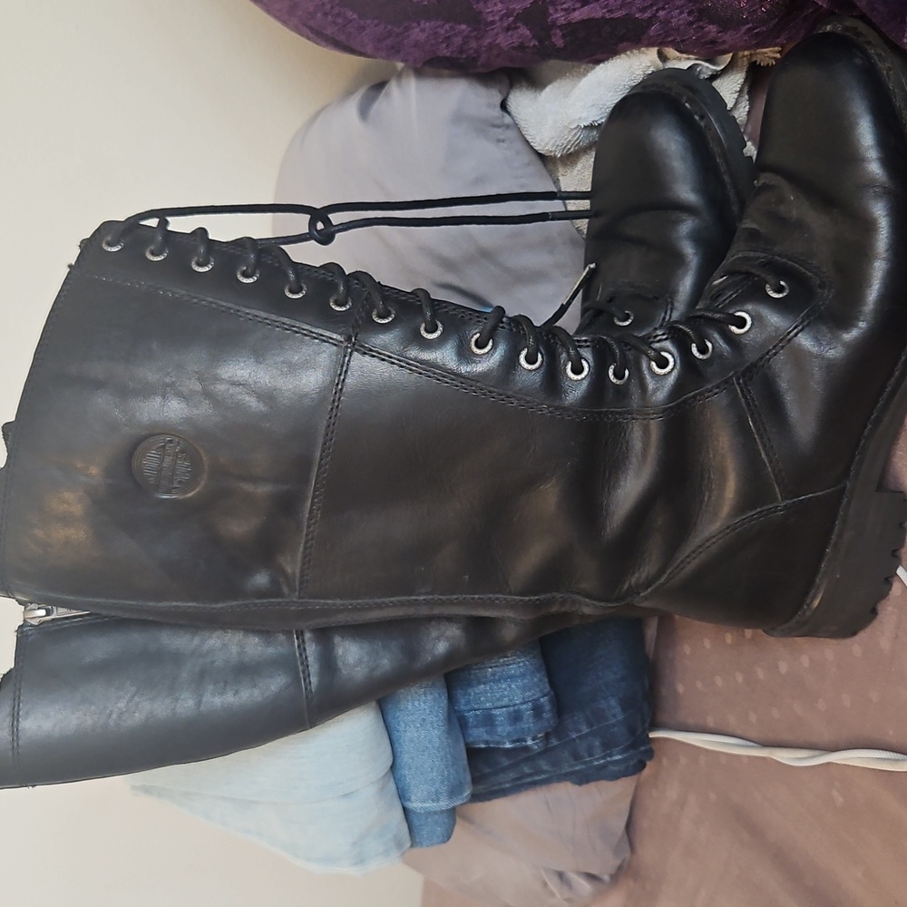 EUC Harley Davidson Lace-Up and zipper Biker Boots
